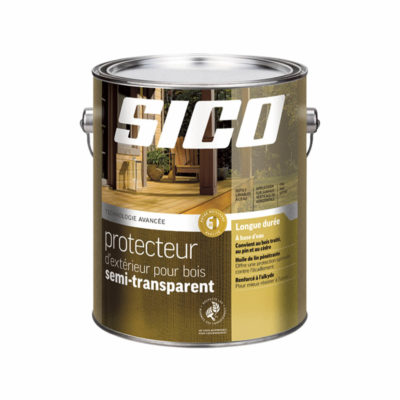 Protecteur d'extérieur pour bois semi-transparente au fini mat-satiné «SICO» à teinter - 3.78 L