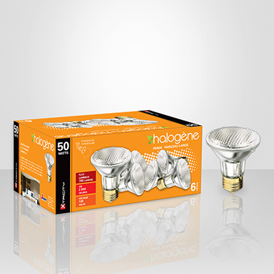 Ampoule halogène PAR20, 50W, 2700K Blanc doux, gradable