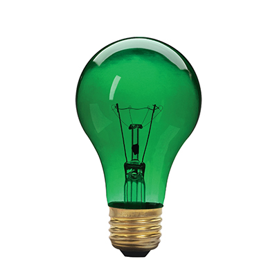 Ampoule festivité vert, type A19, 60W, gradable
