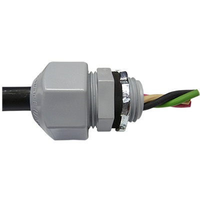 Connecteur à serre-câble PVC à visser - 1/2 po - Gris