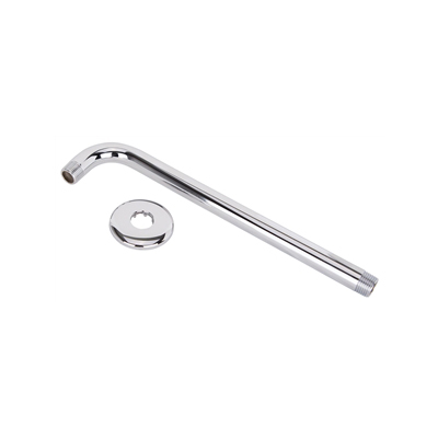 Bras de douche angle droit avec bride, acier inoxydable, 1/2 po x 12 po «Boston Harbor» Chrome