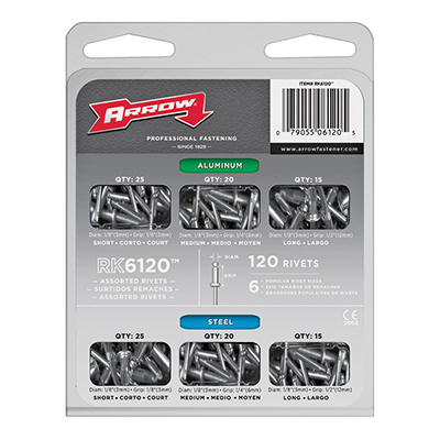 Assortiment de rivets «Arrow» (120 pièces)