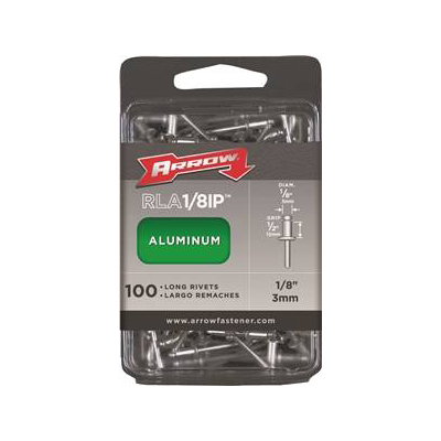 Rivet en aluminium 1/8 po, plage de serrage de 1/2 po «Arrow» (pqt 100)