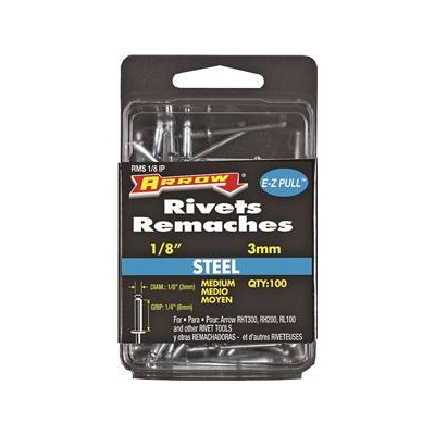 Rivet en acier 1/8 po, plage de serrage de 1/4 po «Arrow» (pqt 100)