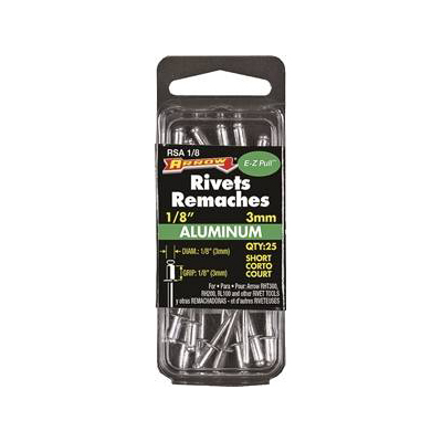 Rivet en aluminium 1/8 po, plage de serrage de 1/8 po «Arrow» (pqt 25)