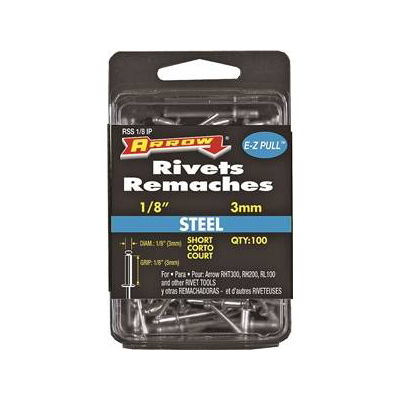 Rivet en acier 1/8 po, plage de serrage de 1/8 po «Arrow» (pqt 100)