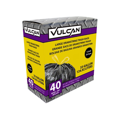 Sacs à déchets 125L «Vulcan» Noir (bte 40)
