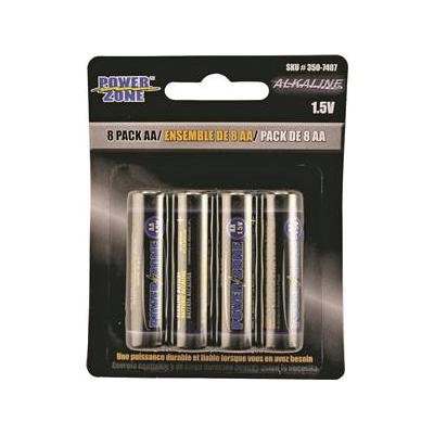 Pile alcaline AA, 1,5 V «PowerZone» (pqt 8)