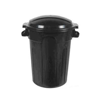 Poubelle ronde 80 L, avec couvercle - Noir (unité)