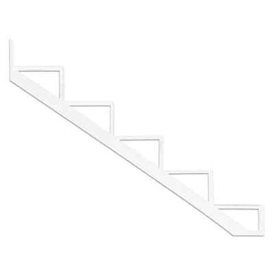 Limon d’escalier en aluminium - 5 marches - Blanc (unité)