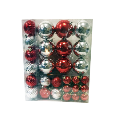 Lot de décorations incassables - Rouge / Argent (53 mcx)