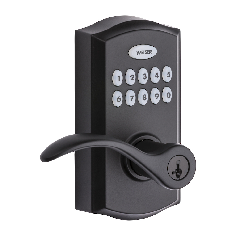 Pêne dormant à bec-de-cane électronique SmartCode 10 «Weiser» Noir mat (unité)