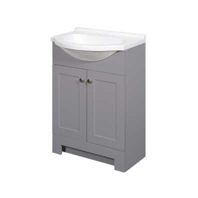 Vanité 24 po avec lavabo, shaker, 2 portes «Euro» Gris (unité)