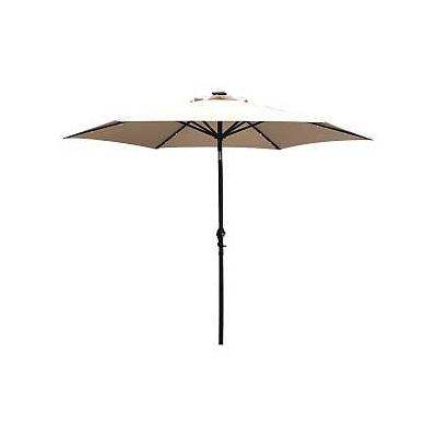 Parasol à manivelle inclinable avec LED - 9 pi - Taupe (unité)